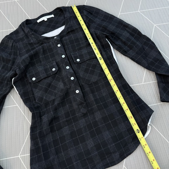 Ulla‎ Johnson Women's Size 2 Wool Plaid Popover Top Ruched Silk Back - Picture 7 of 7